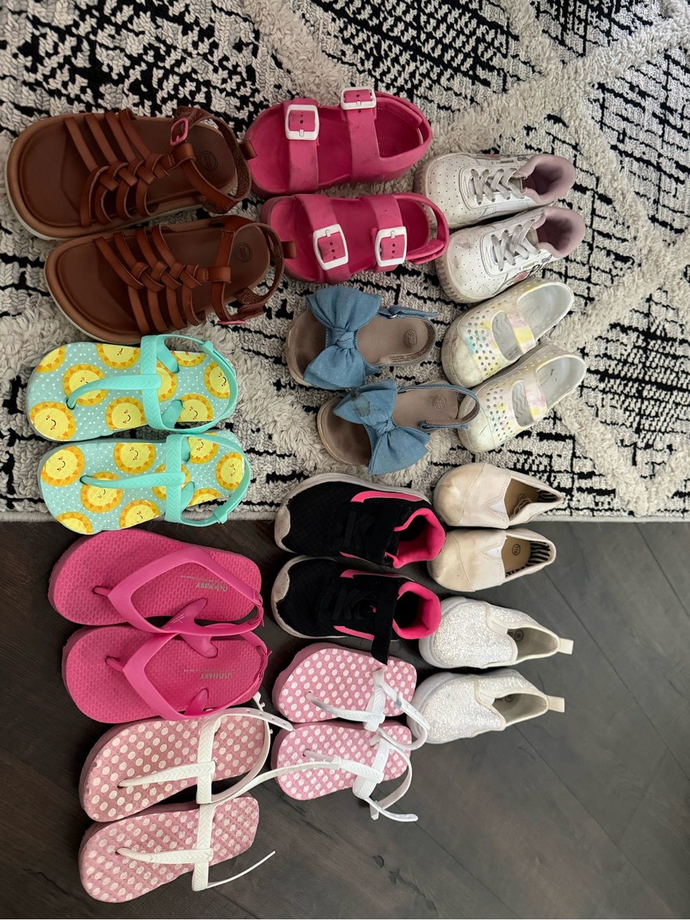 12 pair of size 8 toddler girl shoes